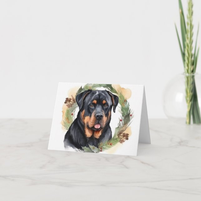Rottweiler Weihnachtsmann Festliche Jungfrau Karte (Vorderseite)