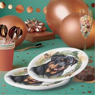 Rottweiler Weihnachtsmann Festliche Jungfrau Pappteller