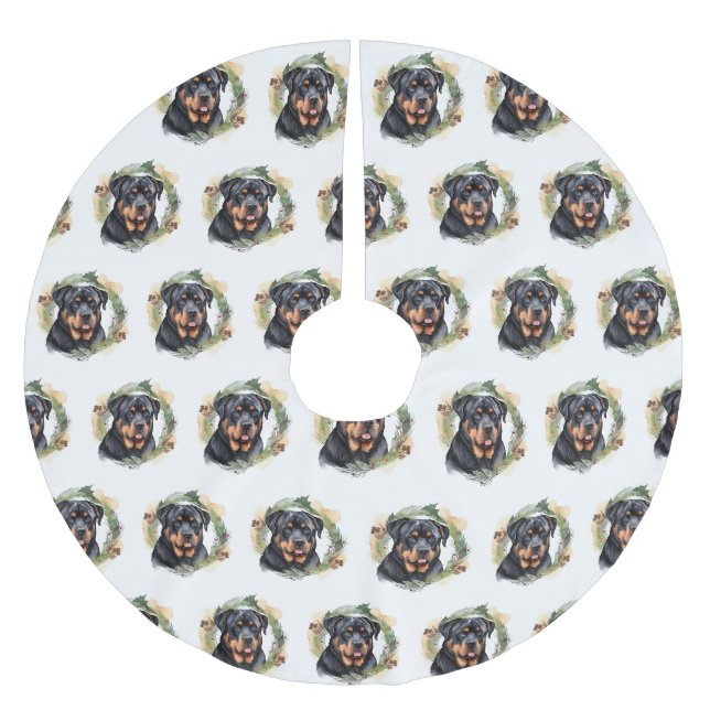 Rottweiler Weihnachtsmann Festliche Jungfrau Polyester Weihnachtsbaumdecke (Vorderseite)