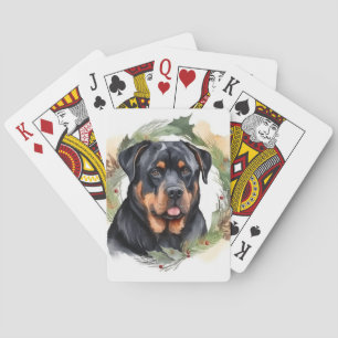 Rottweiler Weihnachtsmann Festliche Jungfrau Spielkarten