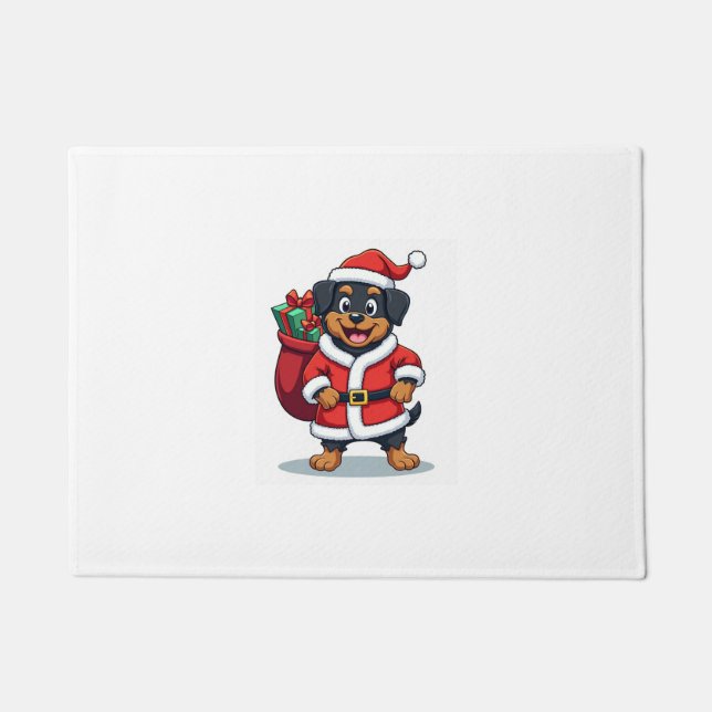 Rottweiler Weihnachtsmann Helfer Fußmatte (Vorderseite)
