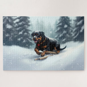 Rottweiler Weihnachtsschnee Winter Kissen