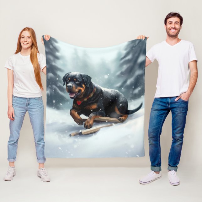 Rottweiler Weihnachtsschnee Winter Kissen Fleecedecke (Beispiel)