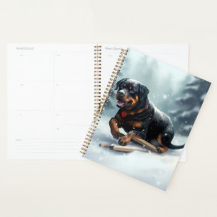 Rottweiler Weihnachtsschnee Winter Kissen Planer