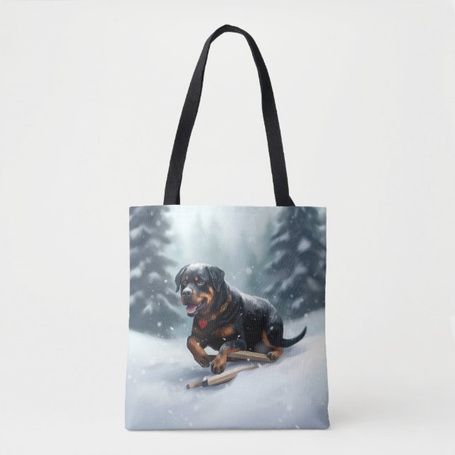 Rottweiler Weihnachtsschnee Winter Kissen Tasche (Vorderseite)