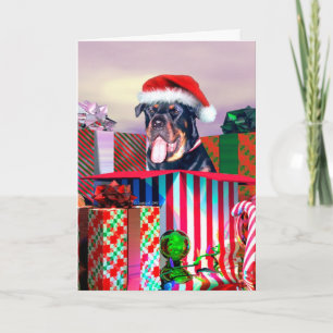 Rottweiler Weihnachtsüberraschung Feiertagskarte