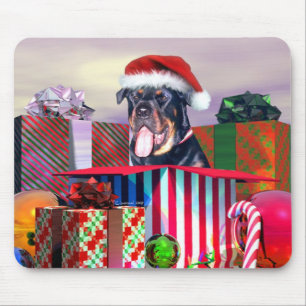 Rottweiler Weihnachtsüberraschung Mousepad