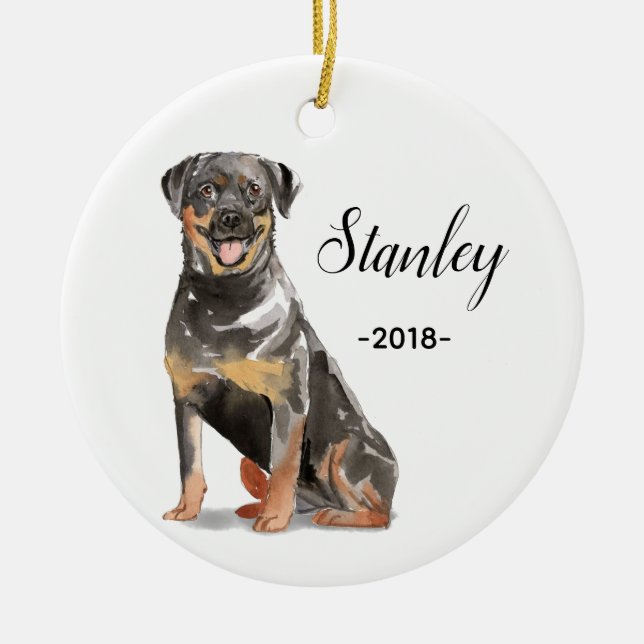 Rottweiler Weihnachtsverzierung Keramik Ornament (Vorne)