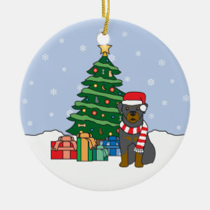 Rottweiler Weihnachtsverzierung Keramikornament