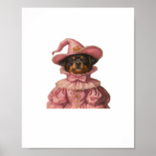 Rottweiler Welpe, gekleidet als rosa Hexe - Niedli Poster