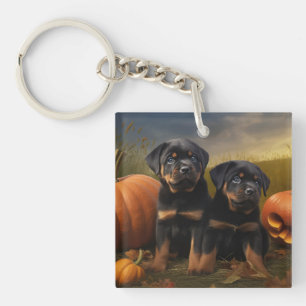 Rottweiler Welpe Herbst Delight Pumpen Schlüsselanhänger
