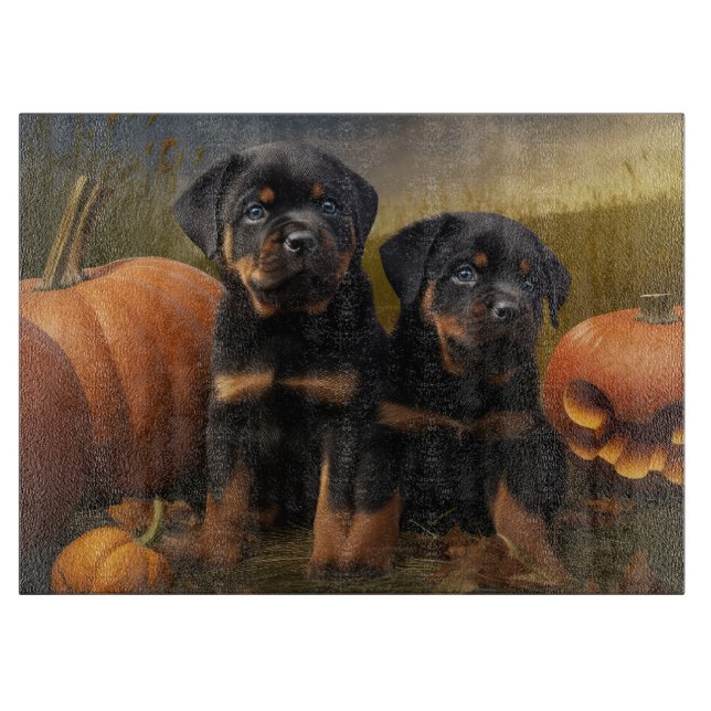 Rottweiler Welpe Herbst Delight Pumpen Schneidebrett (Vorderseite)