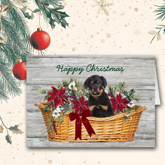 Rottweiler Welpe in Basketball Weihnachtskarte (Von Creator hochgeladen)