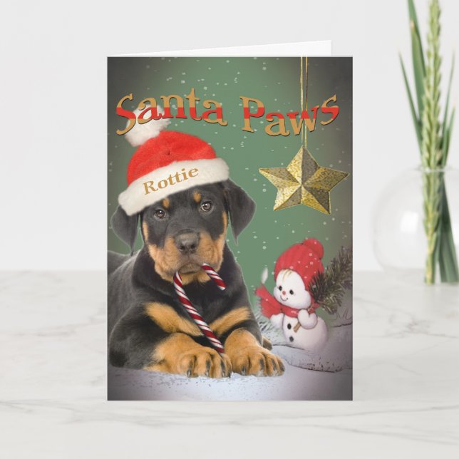 Rottweiler Welpen-Sankt-Tatzenkarten Feiertagskarte (Vorderseite)