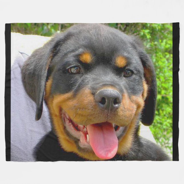 Rottweiler-Welpenflocken Fleecedecke (Vorderseite (Horizontal))