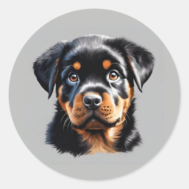 Rottweiler-Welpenhalter Runder Aufkleber (Vorderseite)