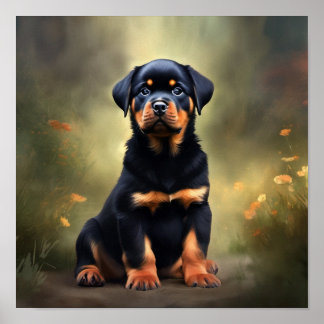 Rottweiler-Welpenmalerei Poster