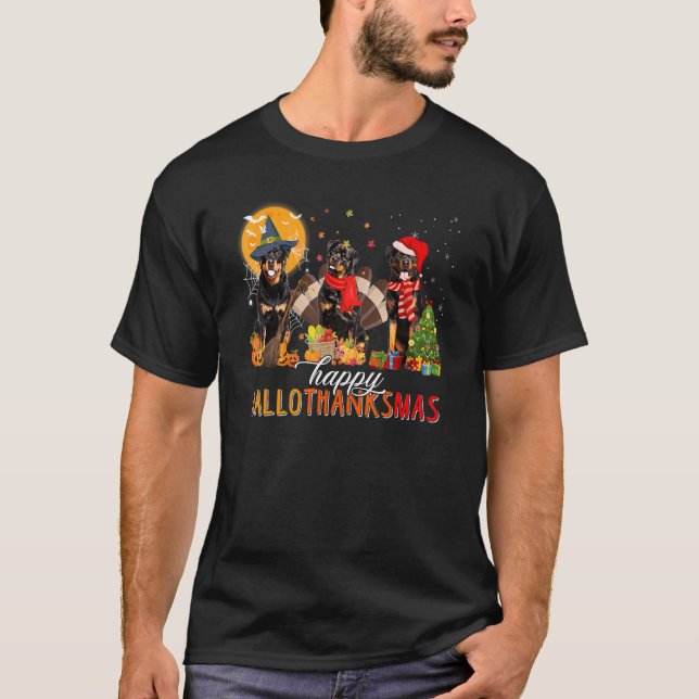 Rottweiler Wizard Hat Türkei Weihnachtsmannmütze H T-Shirt (Vorderseite)