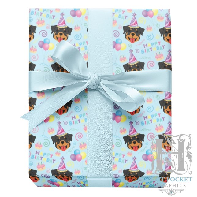 Rottweiler Wrapping Paper in Blue Geschenkpapier (Von Creator hochgeladen)