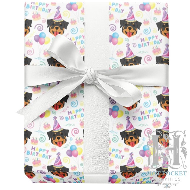 Rottweiler Wrapping Paper in White Geschenkpapier (Von Creator hochgeladen)