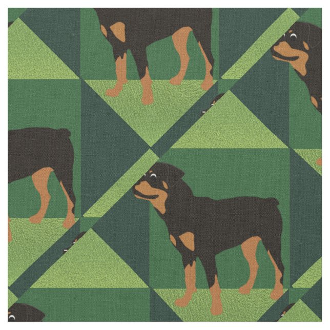 Rottweiler zu den Grünen Kuben Stoff (Nahaufnahme)