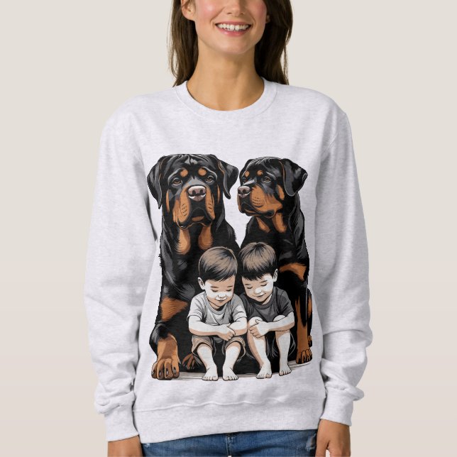  Rottweilers As Loyal Guardians Of Kids Sweatshirt (Vorderseite)