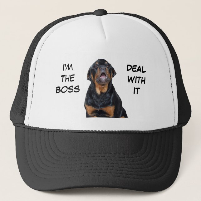 Rottweilers bin ich der Chef-Fernlastfahrer-Hut Truckerkappe (Vorderseite)