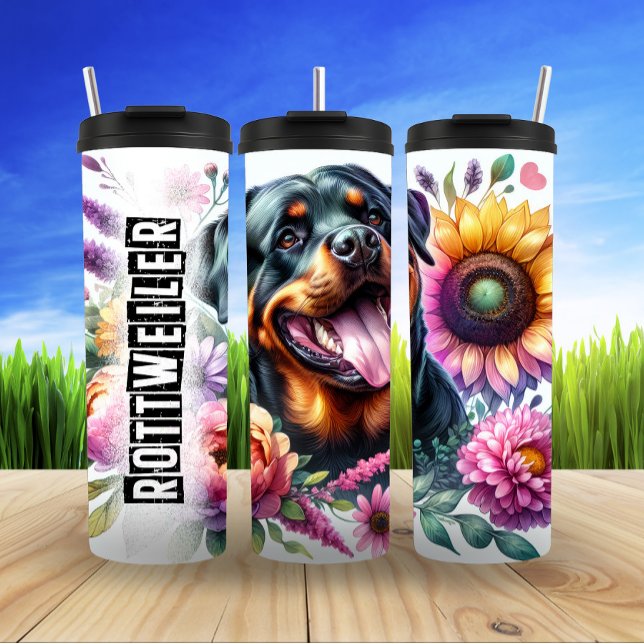 Rottweilers BlumenMajestät Thermosbecher (Von Creator hochgeladen)