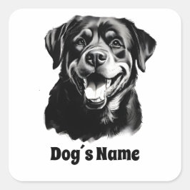 Rottweilers Schwarz-Weiß-Silhoutte Quadratischer Aufkleber