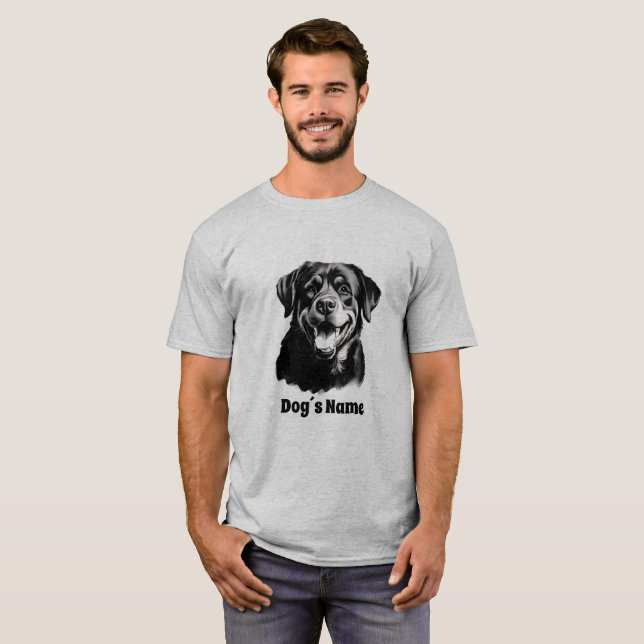 Rottweilers Schwarz-Weiß-Silhoutte T-Shirt (Vorne ganz)