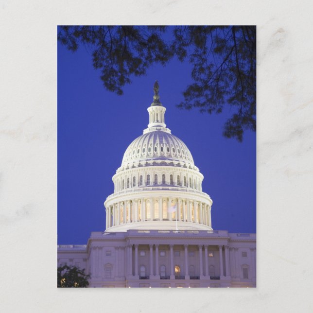 Rotunda von der US-Hauptstadt nachts, Washington Postkarte (Vorderseite)