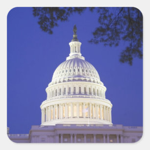 Rotunda von der US-Hauptstadt nachts, Washington Quadratischer Aufkleber