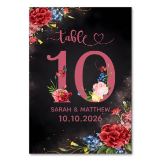 Rötungs-Blumen-Hochzeitstisch-Nummernkarte Tischnummer