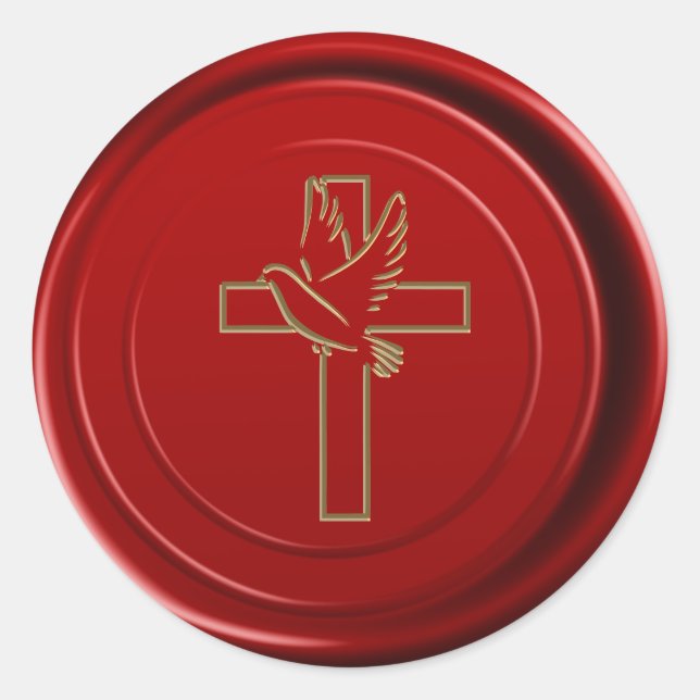 Rotwachs Umschlag Aufkleber Cross Dove Religious (Vorderseite)