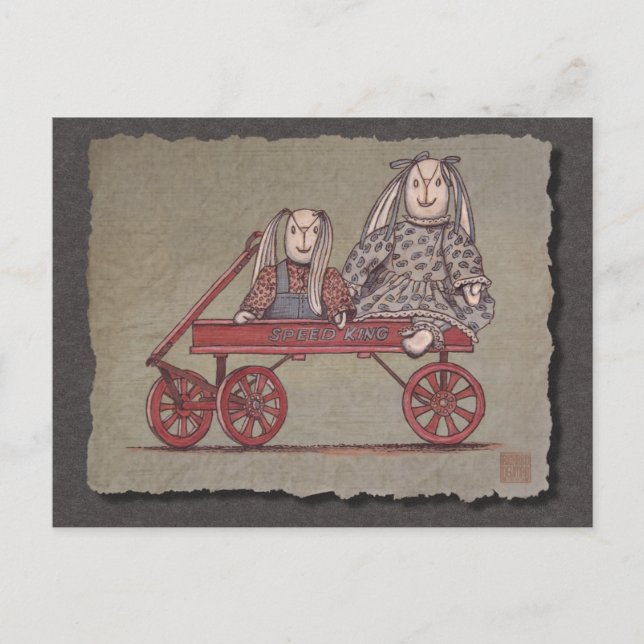 Rotwagen, Kaninchen und Dollars Postkarte (Vorderseite)