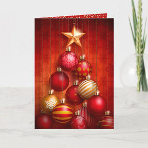 Rotweihnachtsbaumschmuck geklappt feiertagskarte