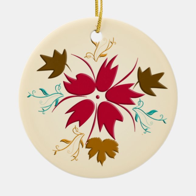 Rotweihnachtsdekoration der Blume Keramikornament (Vorne)