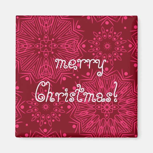 Rotweihnachtsmuster Magnet (Vorne)
