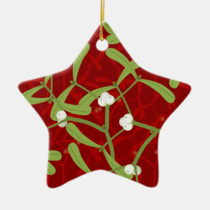 Rotweihnadel Keramik Ornament