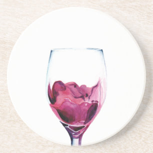 Rotwein, Aquarell Sandstone Untersetzer