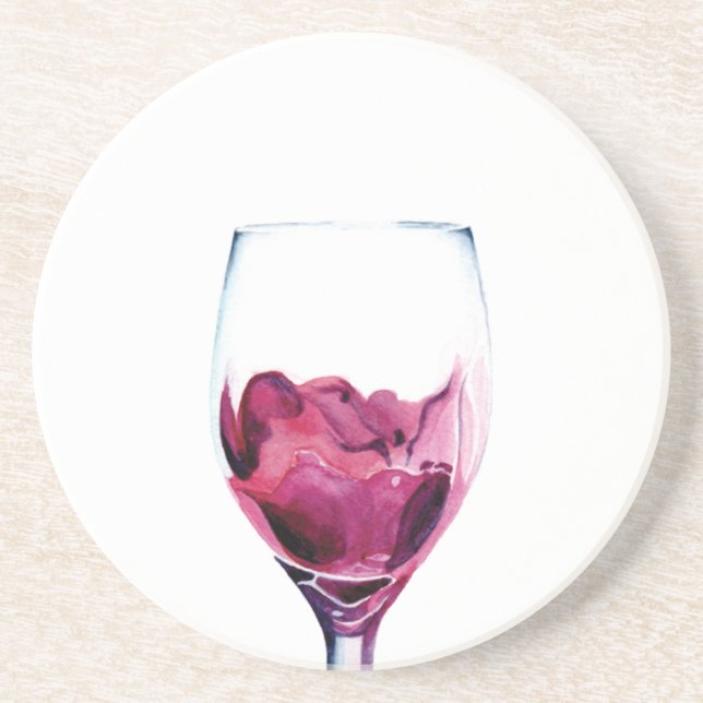 Rotwein, Aquarell Sandstone Untersetzer (Vorne)