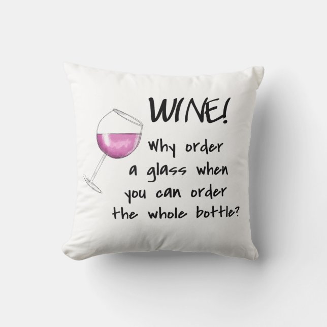 Rotwein-Auftrags-Flaschen-lustige Kissen (Vorderseite)