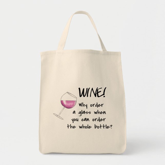 Rotwein-Auftrags-ganze Flaschen-lustiges Tragetasche (Vorne)