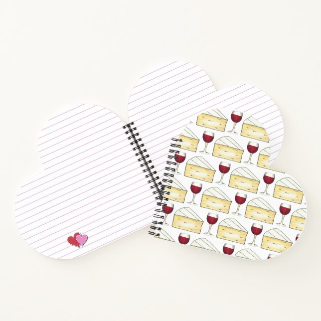 Rotwein & Brie Käse Merlot Cabernet Glasfutter Notizbuch (Innenseite)