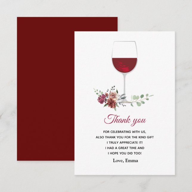 Rotwein Dankeschön-Karte Dankeskarte (Vorne/Hinten)