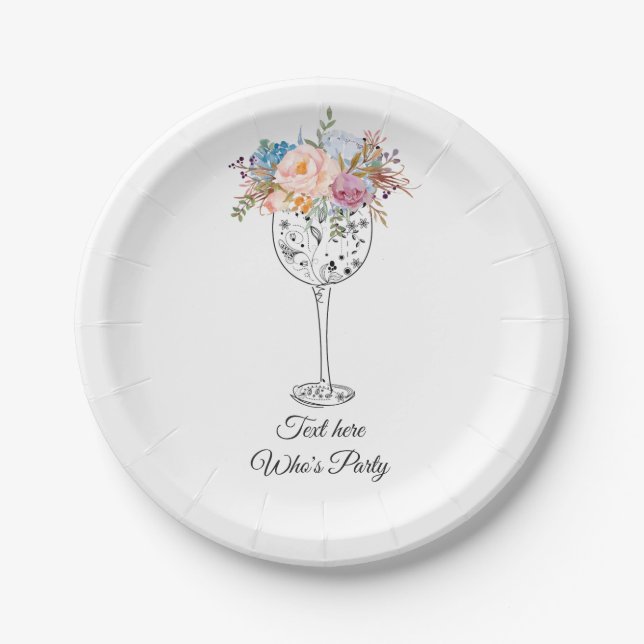 Rotwein, Erwachsenengeburtstag, Hochzeit, Papierpl Pappteller (Vorderseite)