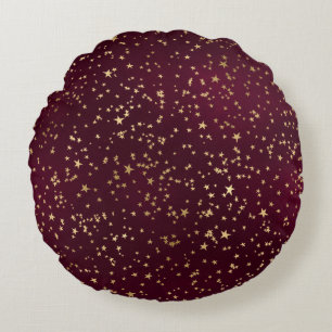 Rotwein Farbe Goldene Sterne Astronomie Astrologie Rundes Kissen