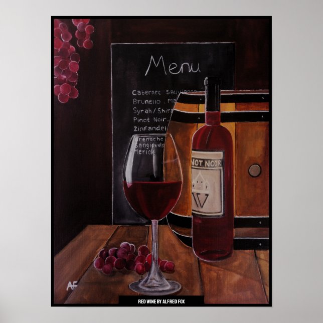 Rotwein-Gemälde von Alfred Fox Poster (Vorne)