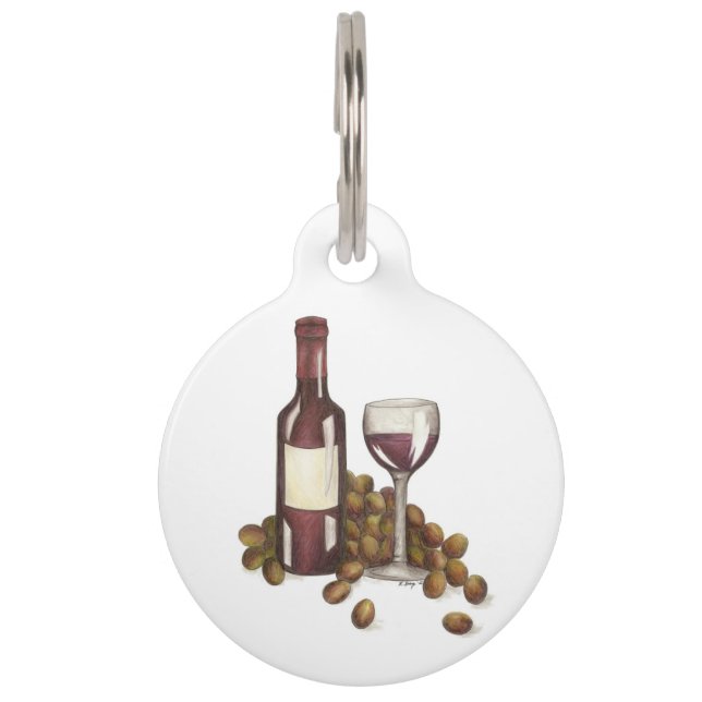 Rotwein Glas Flasche Weintrauben Weinkeller Hunde  Tiermarke (Vorderseite)
