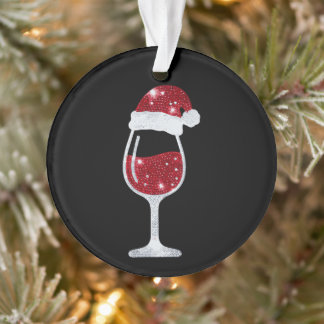 Rotwein Glas Glitter Santa Hut Weihnachten Xmas Ornament